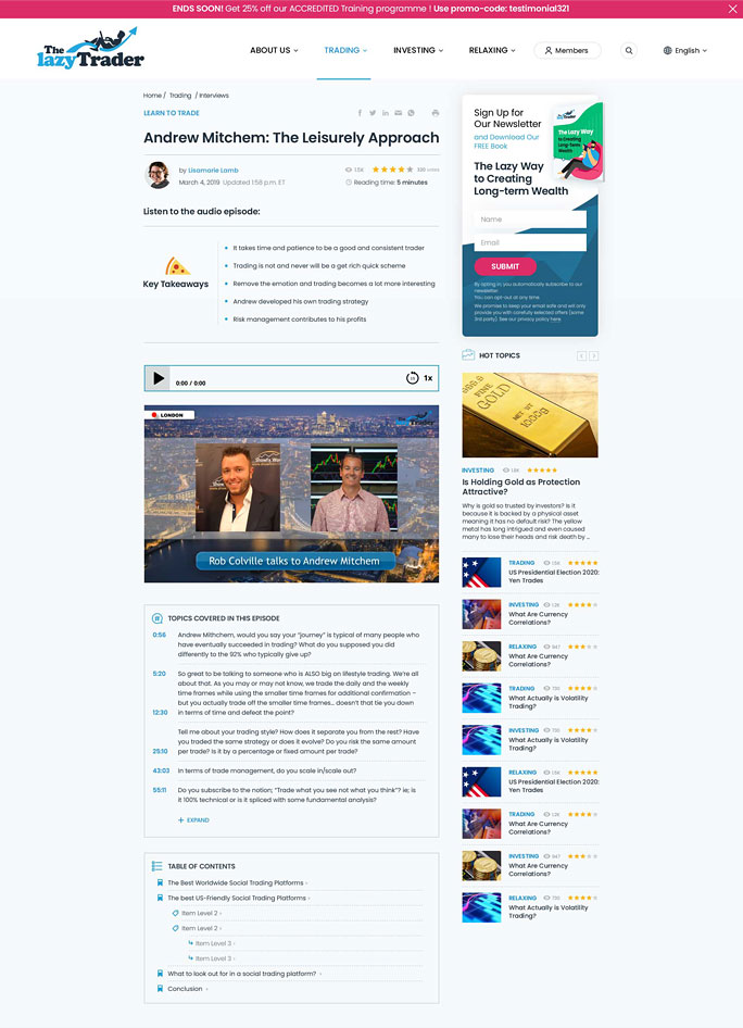 trader education web design